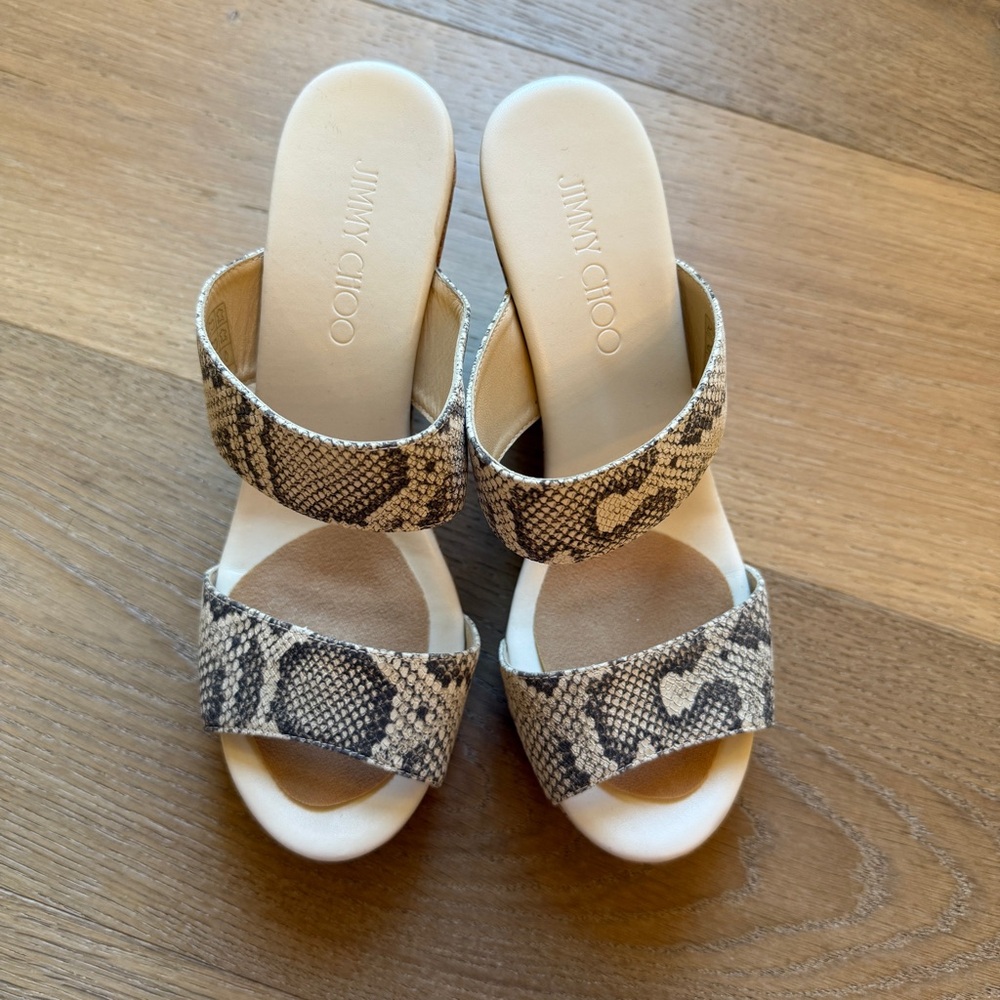 Jimmy Choo Snake Print Espadrille Wedges